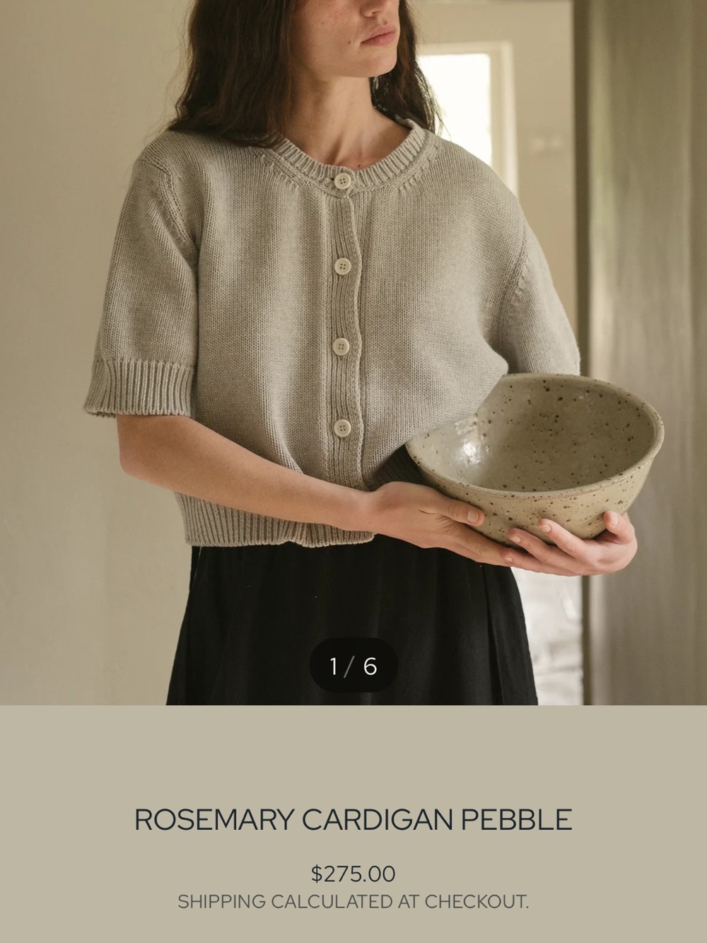 Gillian Stevens Rosemary Cardigan in Pebble - Picture 11 of 11